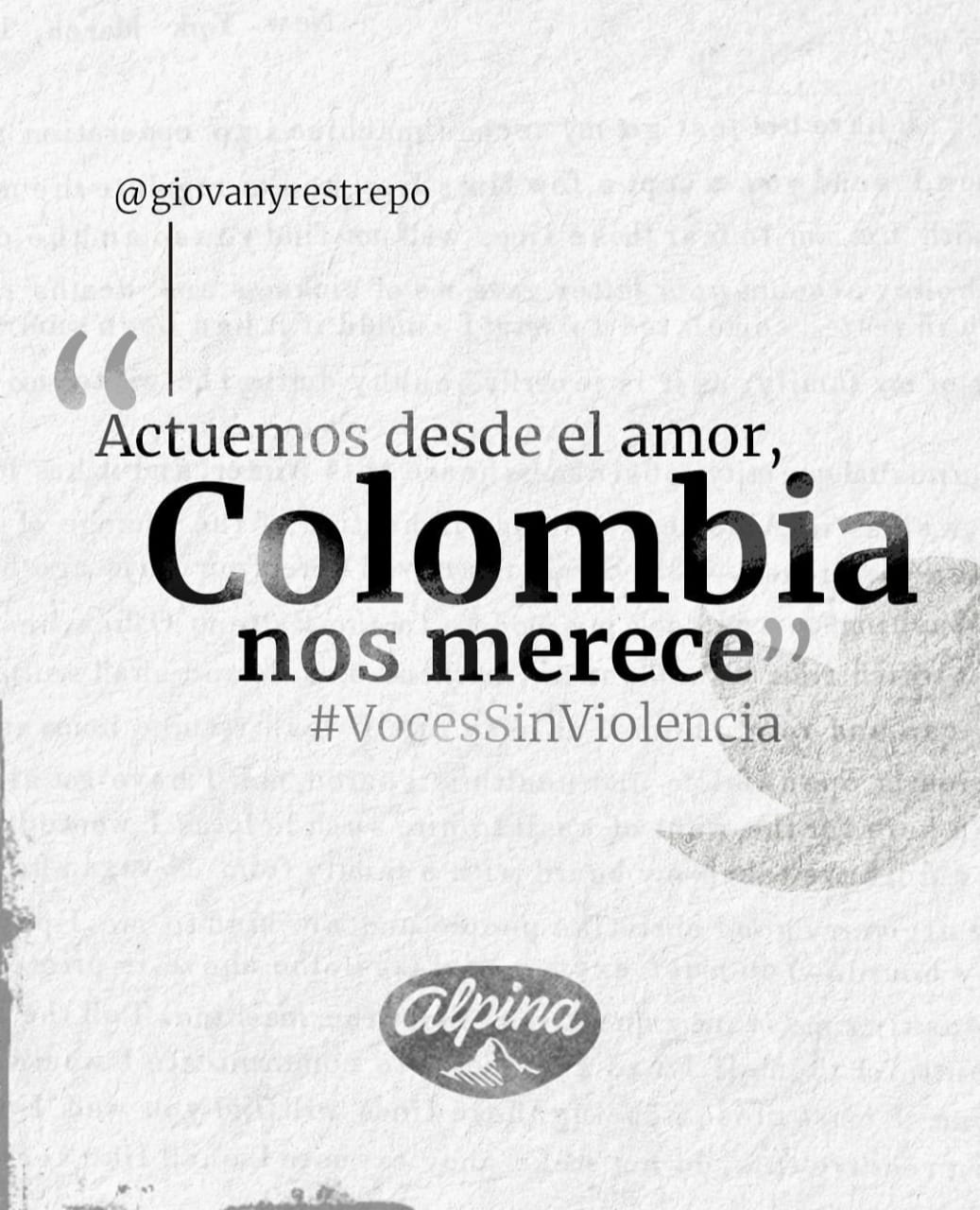 Mensaje de Alpina de No violencia